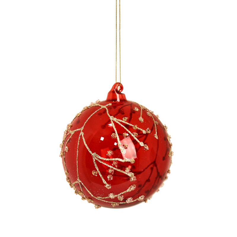 RED GLASS WITH GOLD BRANCHES S