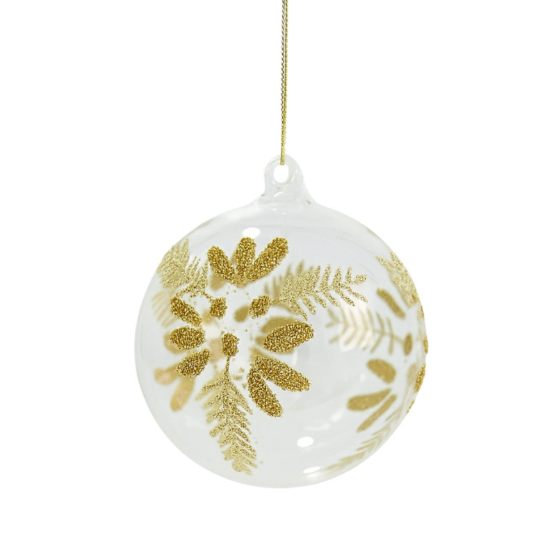 TRANSPARENT BALLS WITH GOLD FLOWERS M