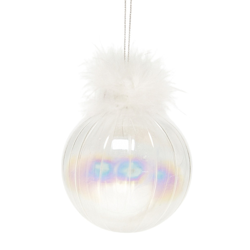 SILVER BALL WITH FEATHERS L