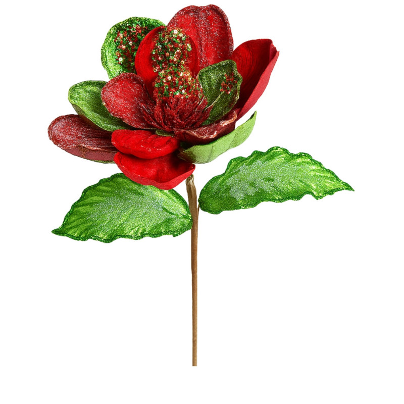 MAGNOLIA FLOWER RED & GREEN