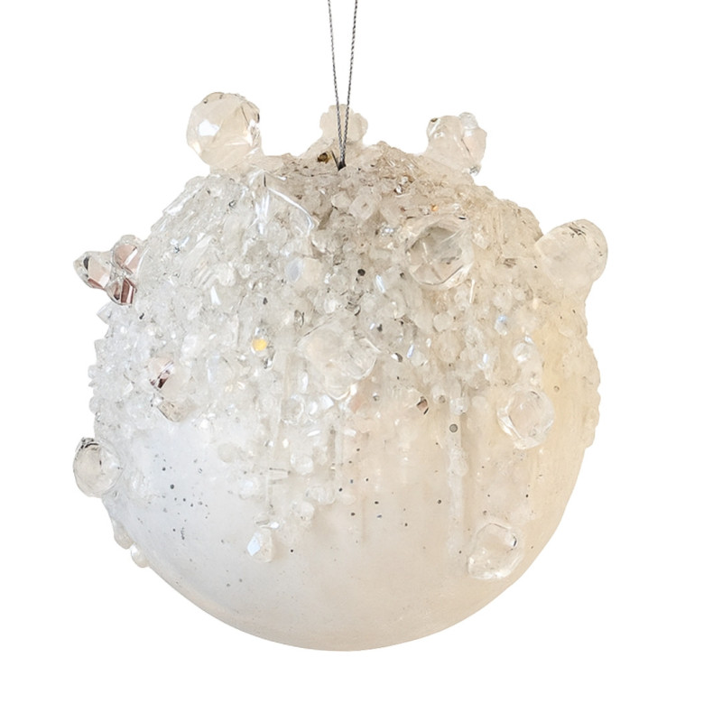 WHITE BALL WITH CRYSTAL STONE