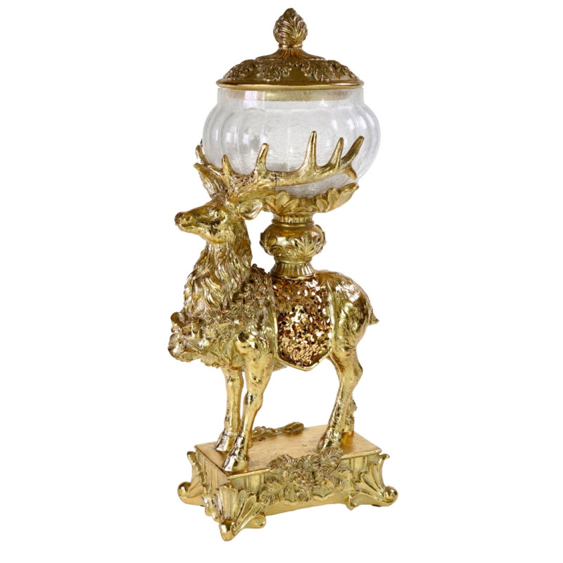 GOLD DEER WITH GLASS BOX