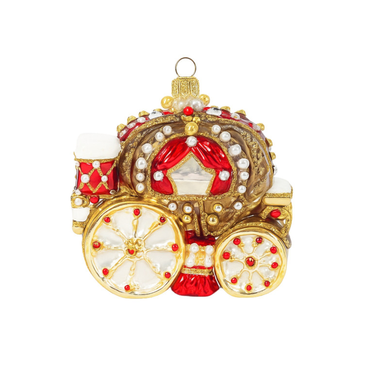 RED CARRIAGE ORNAMENT WITH PEARLS