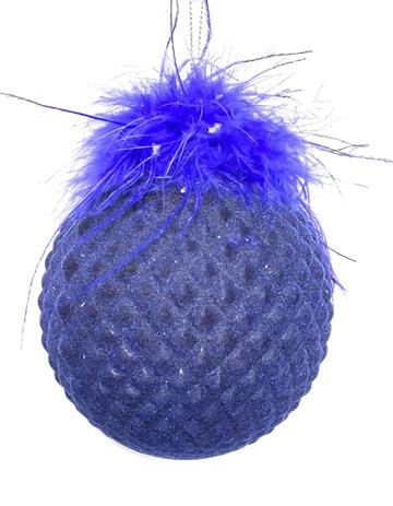 BLUE GLASS BALL WITH FEATHER