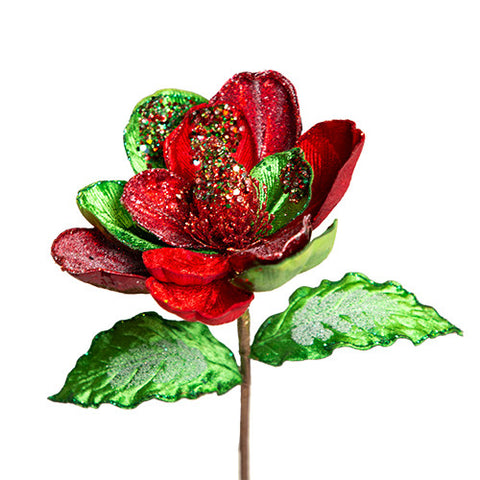 RED &amp; GREEN MAGNOLIA FLOWER L