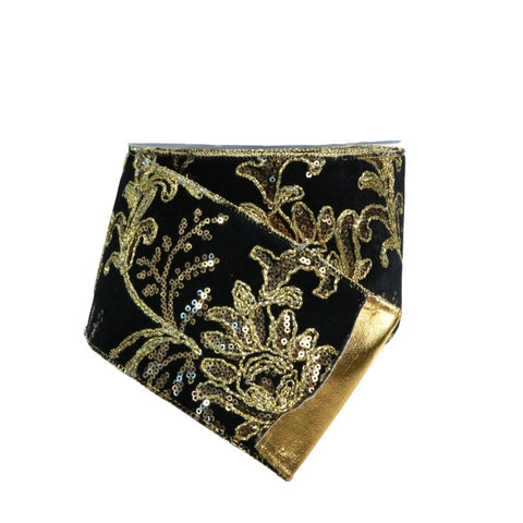 BLACK RIBBON WITH GOLD FLOWER