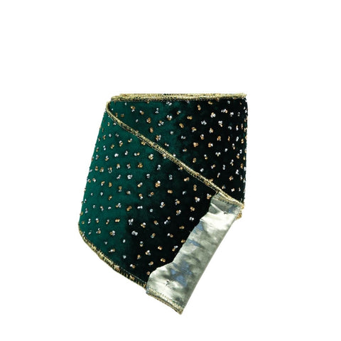 GREEN RIBBON WITH DOTS