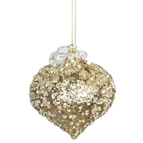 GLASS TOP WITH WHITE BEADS