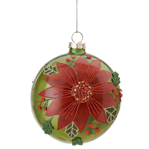 GREEN TOP WITH RED FLOWERS L
