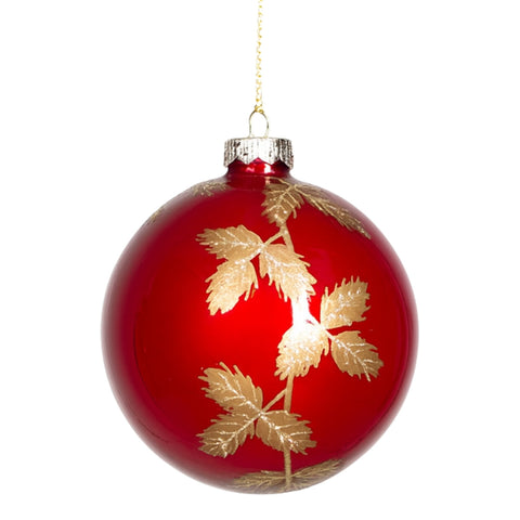 RED GLASS TOP WITH GOLD LEAVES
