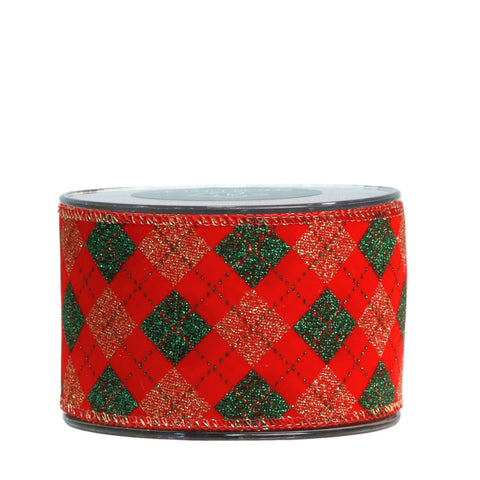 RED RIBBON WITH RHOMBS