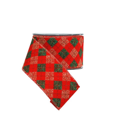 RED RIBBON WITH RHOMBS