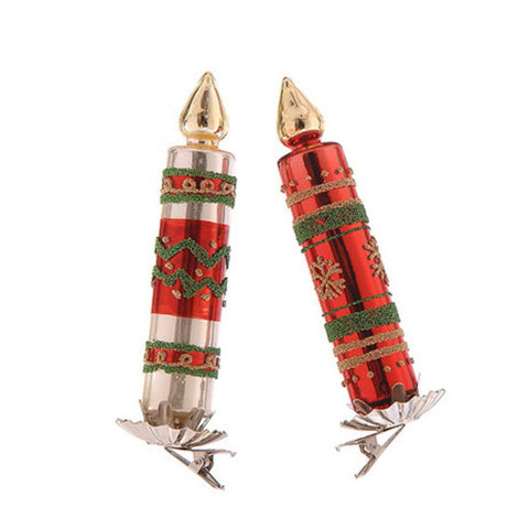 RED/SILVER CANDLE WITH CLIPS