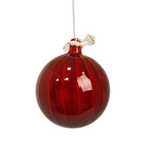 RED GLASS TOP WITH BEADS