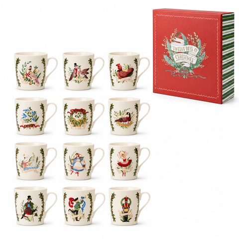 SET ME 12 FILXHANË PORCELANI "12 DAYS" – E KUQE/E BARDHË