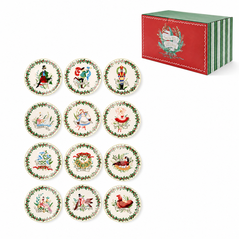 SET ME 12 PJATA PORCELANI "12 DAYS" – E BARDHË/E KUQE