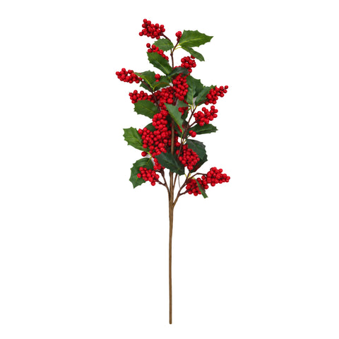 DEGË ME GJETHE HOLLY DHE KOKRRA TË VOGLA TË KUQE, LARTËSI 56 CM