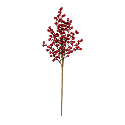 RED AND BURGUNDY BERRY STEM WITH ICE, H 70 CM