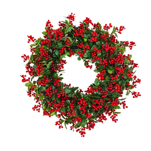 KURORË ME GJETHE HOLLY DHE KOKRRA TË KUQE, DIAMETËR 90 CM