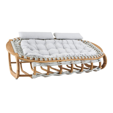 Divan Relax IVORY me Dru Teak dhe Thurje Dekorative