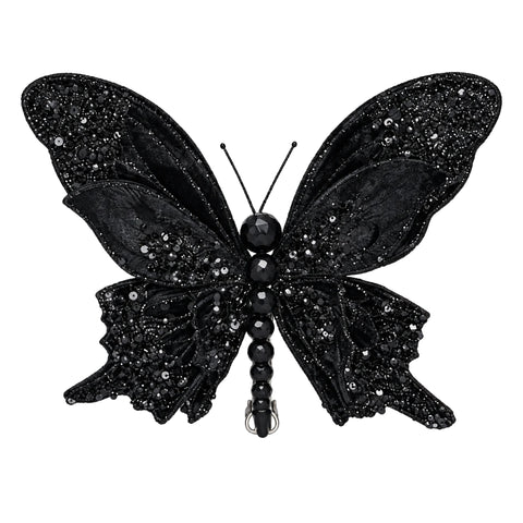BLACK CLIP-ON BUTTERFLY – M