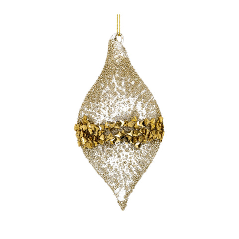 LONG GLASS TOP WITH GOLD STONES 7*7*14