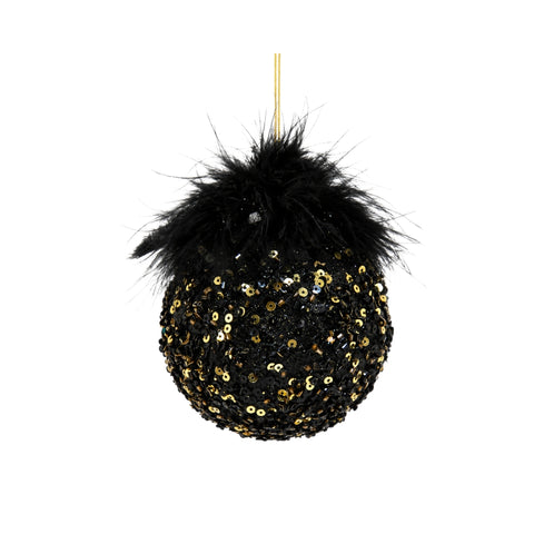 BLACK TOP WITH 8CM FEATHERS