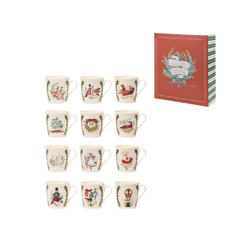 SET ME 12 FILXHANË PORCELANI "12 DAYS" – E KUQE/E BARDHË