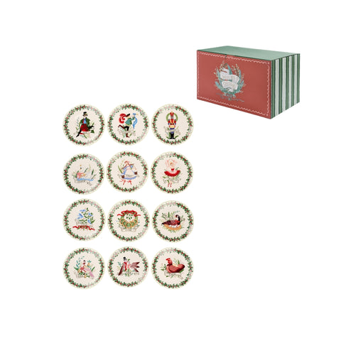 SET ME 12 PJATA PORCELANI "12 DAYS" – E BARDHË/E KUQE