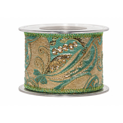 PASTEL FLORAL JACQUARD RIBBON – 6.7 CM × 4.5 M