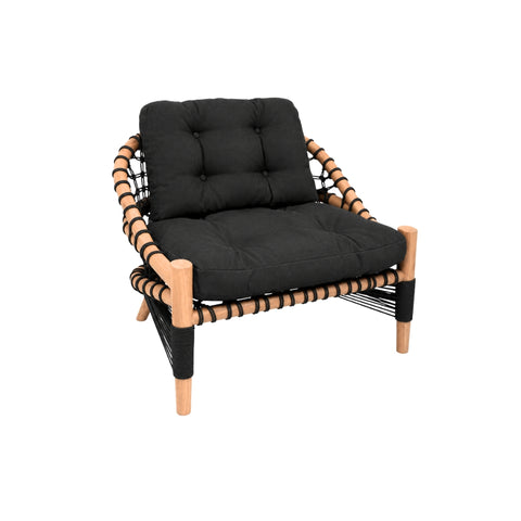 Poltron PILUR me Dru Teak dhe Litar Poliester black