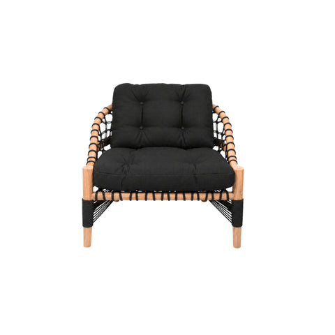 Poltron PILUR me Dru Teak dhe Litar Poliester black