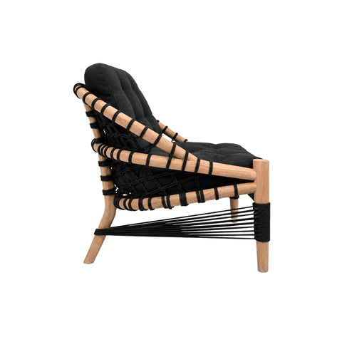 Poltron PILUR me Dru Teak dhe Litar Poliester black