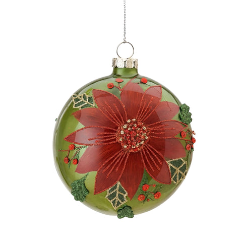 GREEN TOP WITH RED FLOWERS L